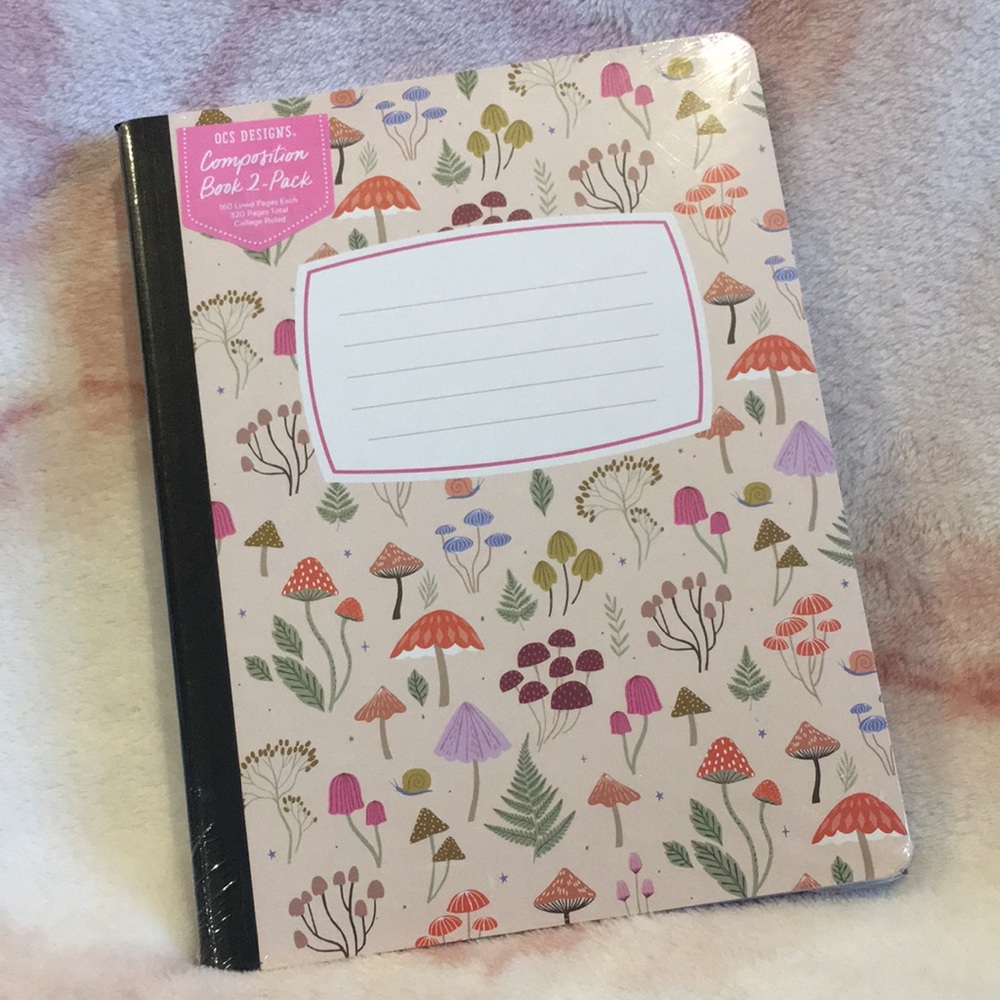 Mushroom Floral Writers Composition Books Set of Two NWT by OCS Designs 160 line